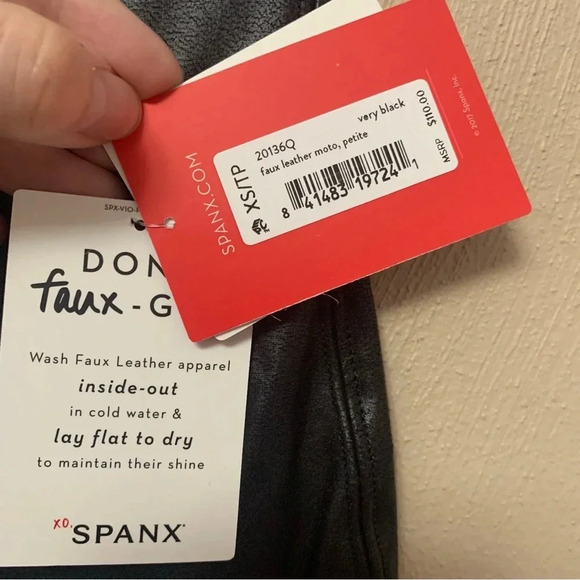 Spanx Faux Leather Moto Leggings Black Size XS Petite NWT New - Picture 12 of 16